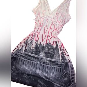 Chic Vegas Print Dress with Pink and Gray